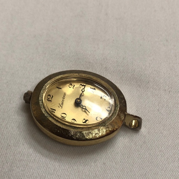 Lucerne Watch Swiss Pendant Fob Only Gold Tone Mechanical Vintage NOT Working - Picture 5 of 6